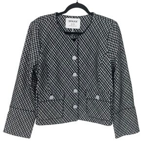 NWT Spanx Ponte Lady Jacket Jaquard Black White Plaid 21039R Size XL